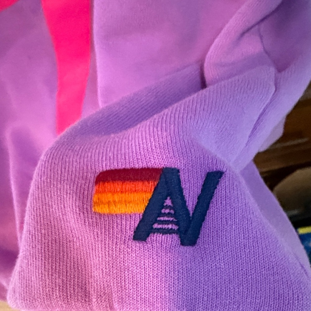 Aviator Nation Lavender Sweatshirt with Neon Pink Bolt - Picture 3 of 4